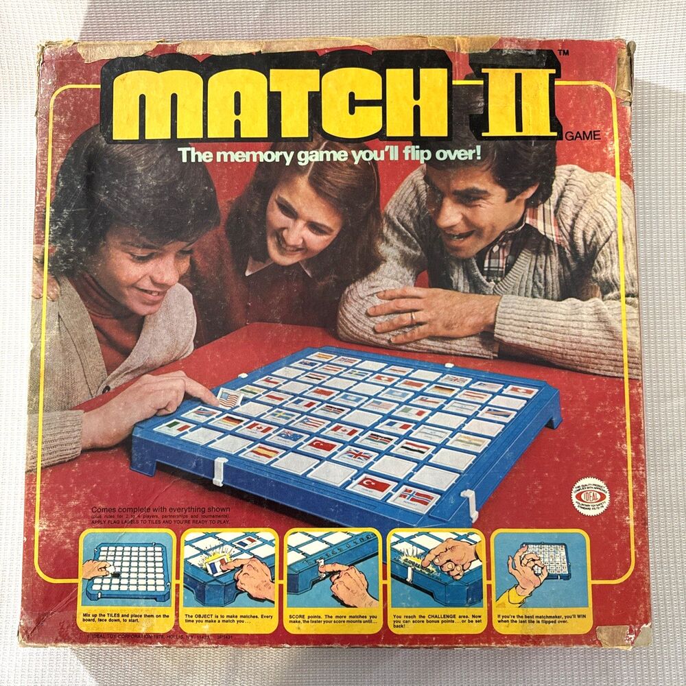 1978 Ideal Match II World Flags Memory Game Flip to Play No Instructions - Rare!